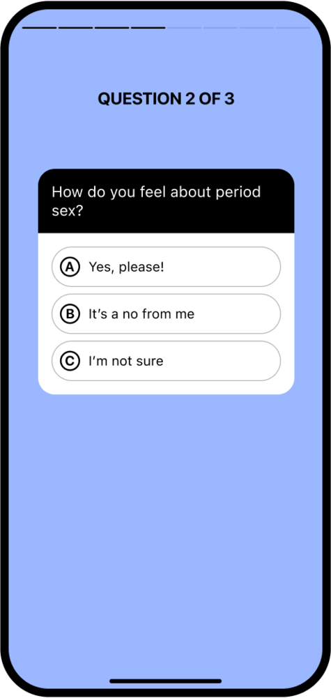 Screenshot of Flo app partners mode displaying the quiz feature