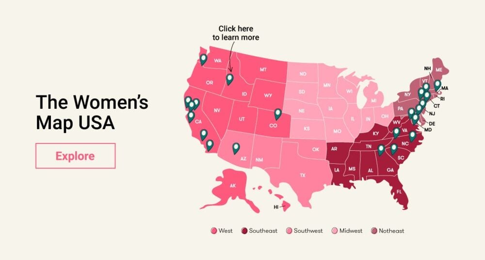 Single image women's map usa