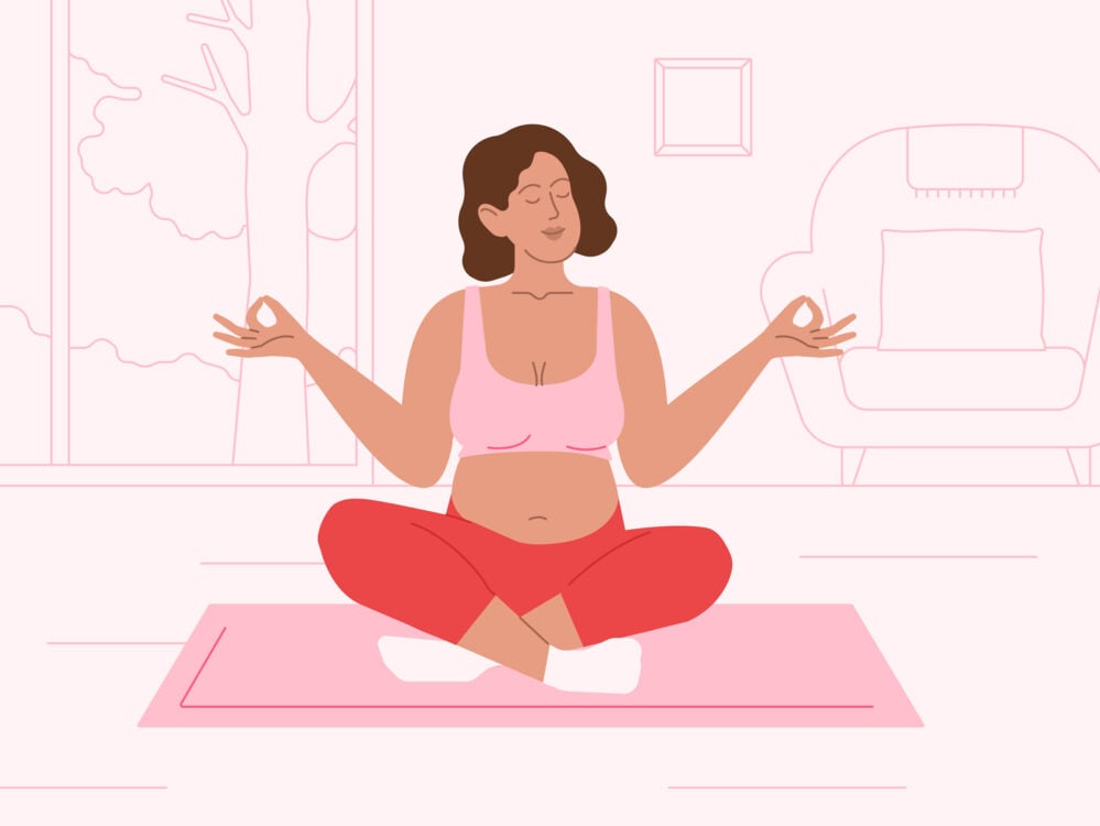 pregnant woman doing meditation to ease second trimester symptoms pregnant woman meditating