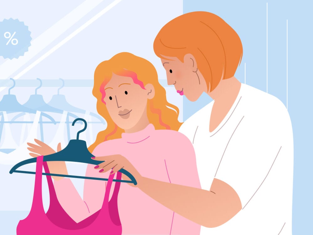 Teenager buying their first bra Teenager buying their first bra