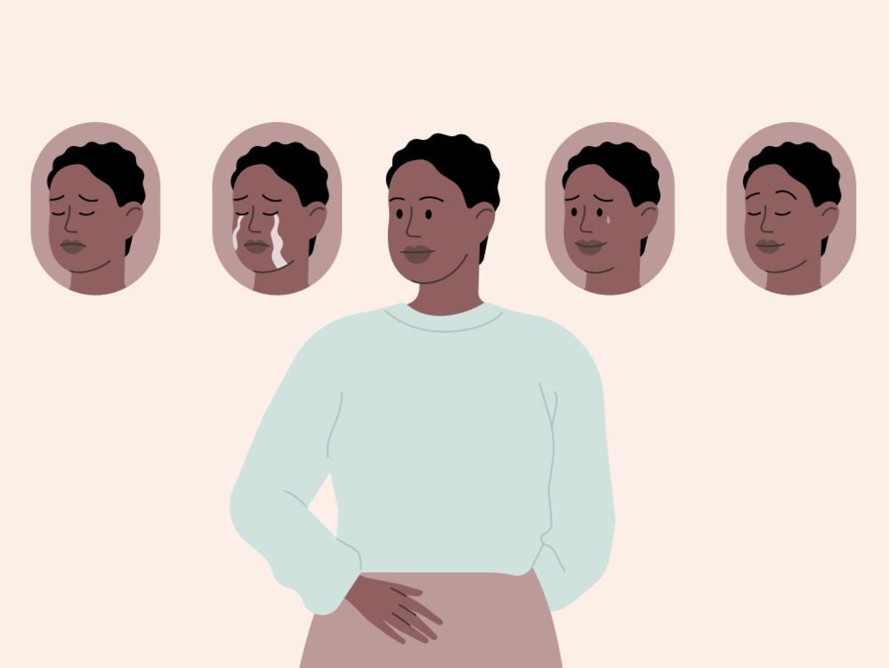 Woman with perimenopause mood swings Woman experiencing different emotions