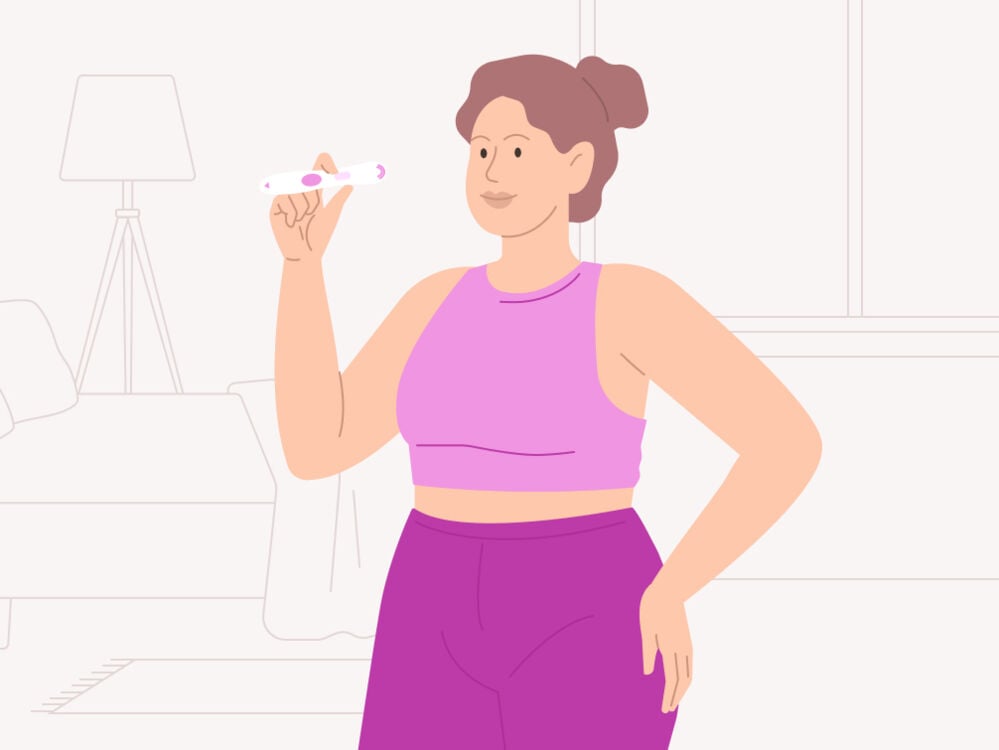 woman holding a pregnancy test waiting for the result woman thinking of taking a pregnancy test
