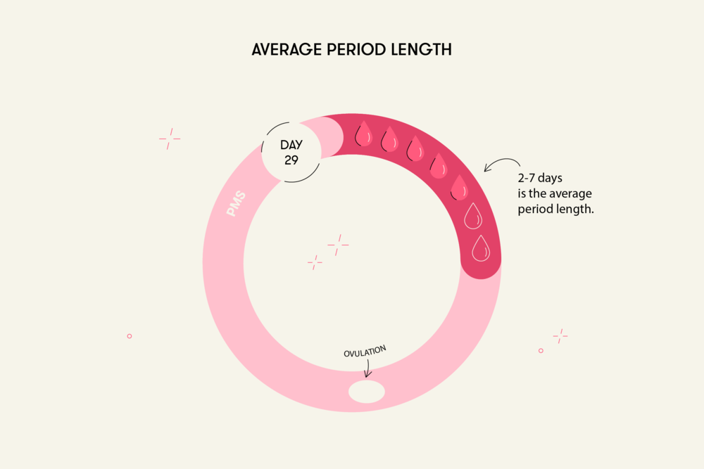 Average period length The average period lasts 2 to 7 days