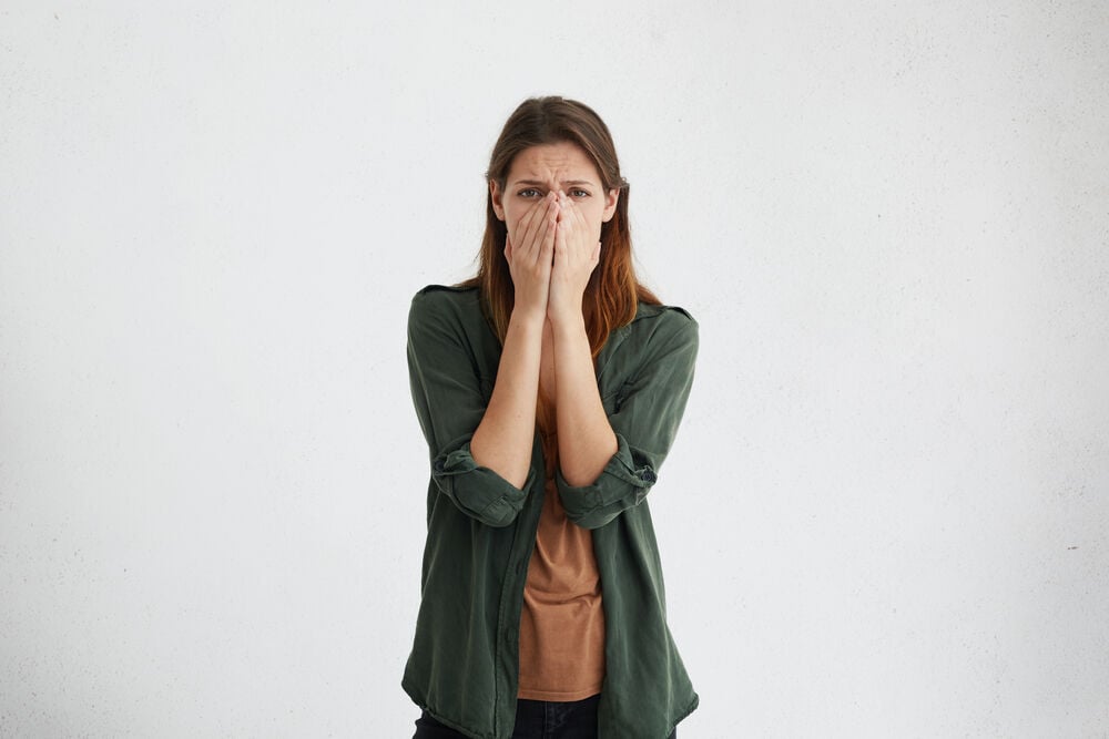 A woman suffering from panic attacks A woman suffering from panic attacks
