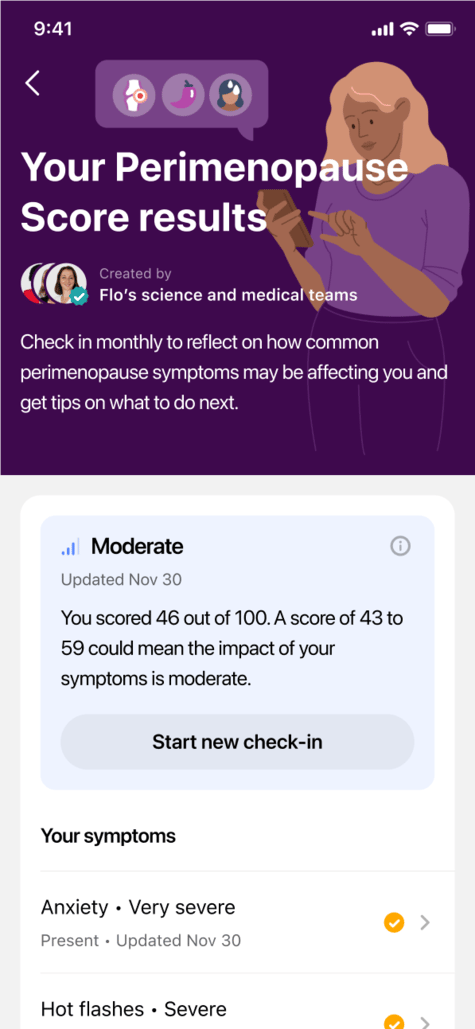 Screenshot of the Flo app