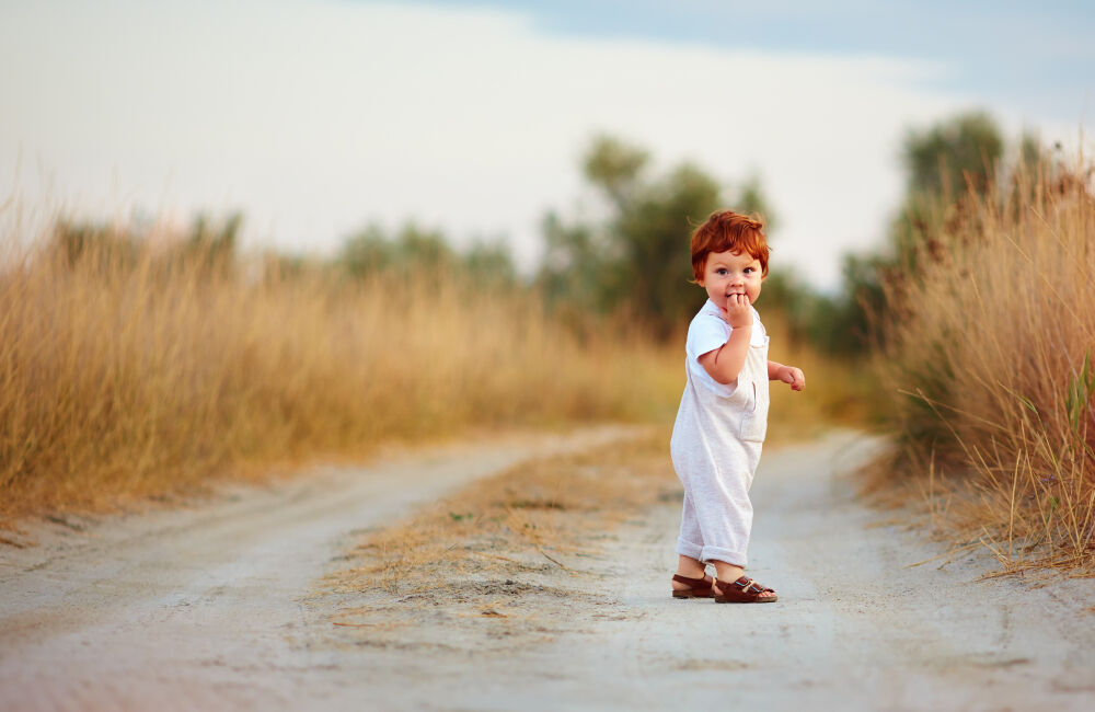 A baby wearing good walking shoes for a baby