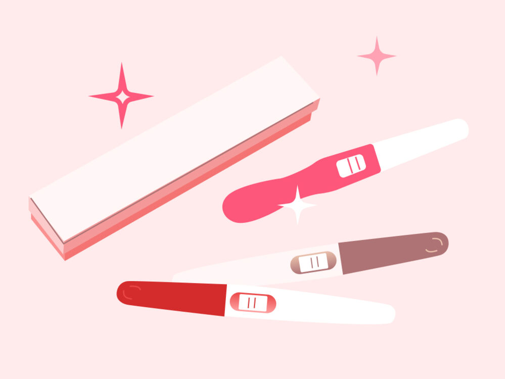 Illustration of three positive pregnancy tests