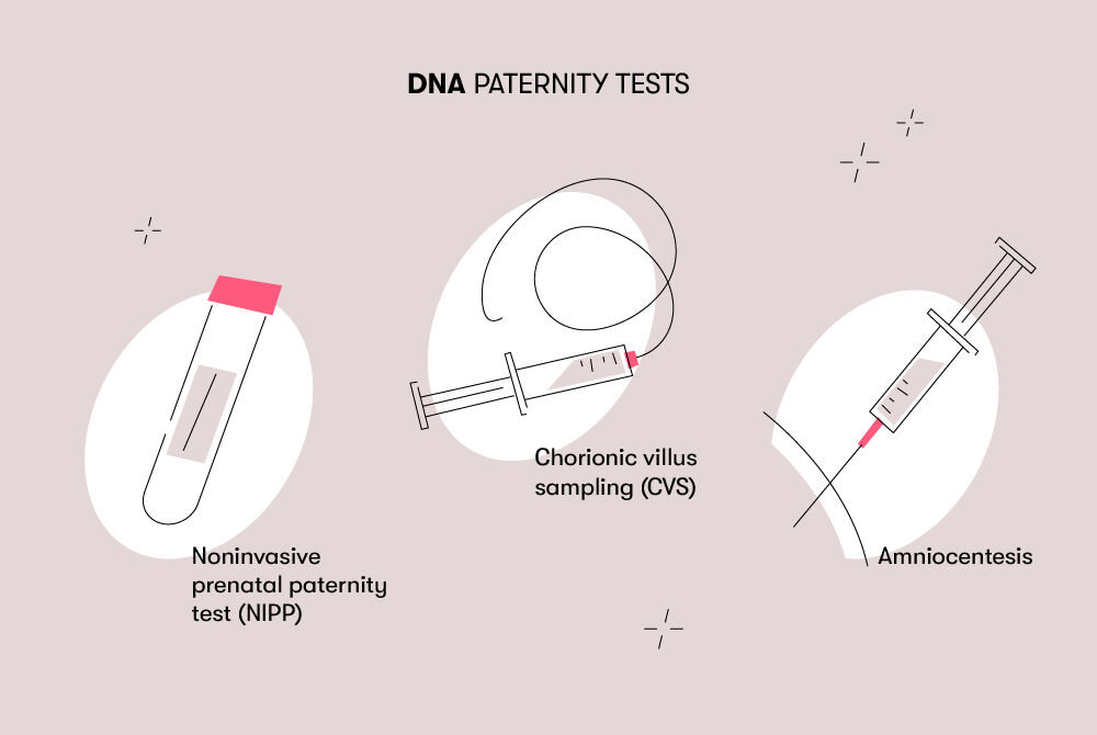 The three methods of paternity testing during pregnancy are non-invasive prenatal paternity test (NIPP), Chorionic villus sampling (CVS) and amniocentesis