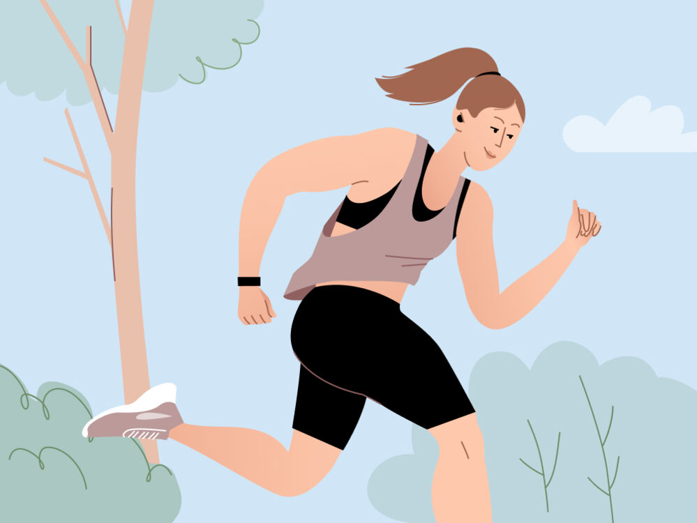 Woman running because exercise helps PMS mood swings
