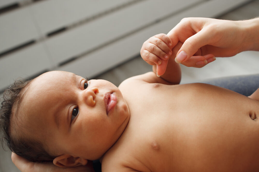Grasping or palmar grasp reflex is a common baby reflex