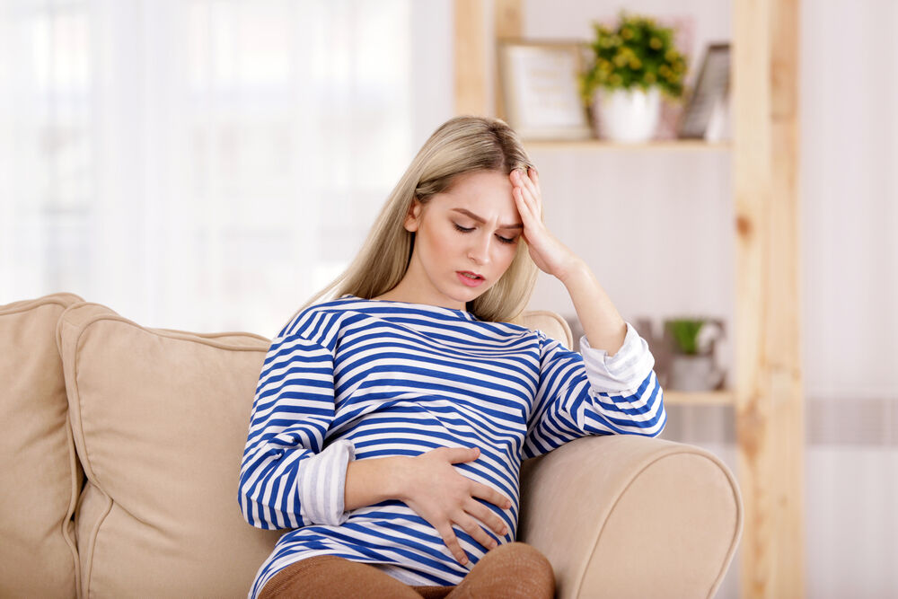 A woman having stress during pregnancy