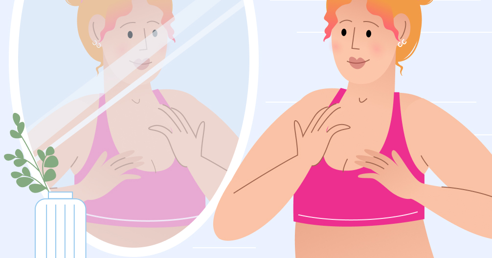 Changes in female breast size or shape, illustration - Stock Image