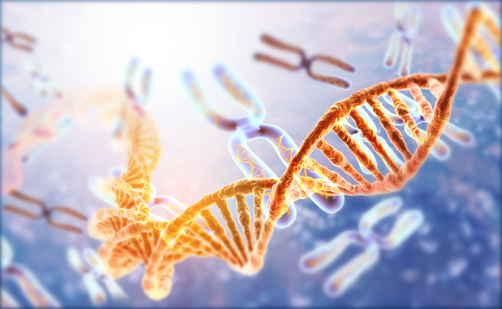 DNA strands on Scientific background DNA strands on Scientific background