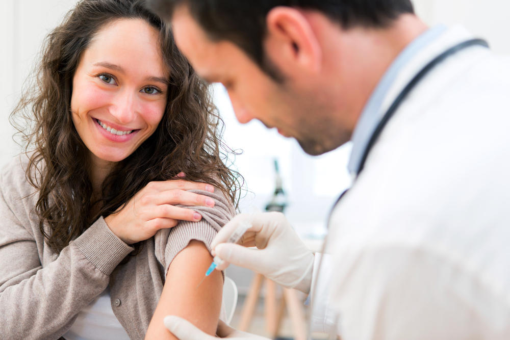 A woman gets vaccinated to prevent chickenpox during pregnancy A woman gets vaccinated to prevent chickenpox during pregnancy