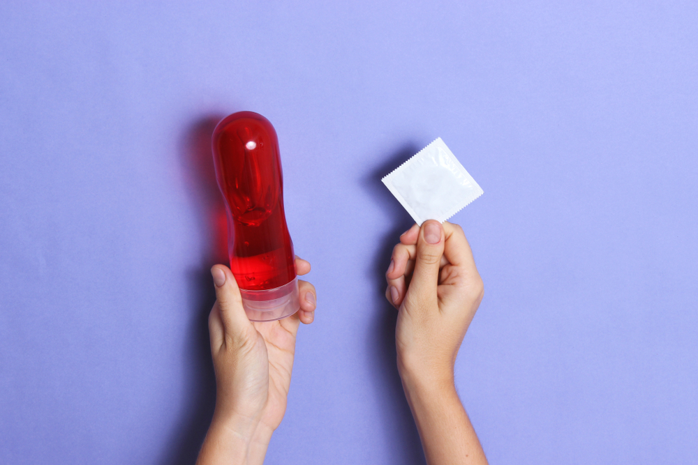 A condom and lube for sex A condom and lube for sex