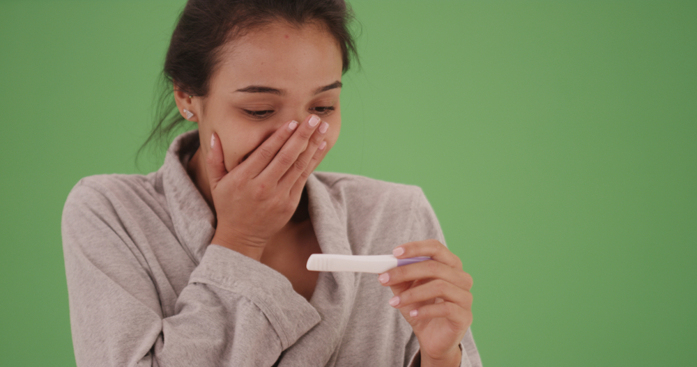 girl finds out she is pregnant on green screen girl finds out she is pregnant on green screen