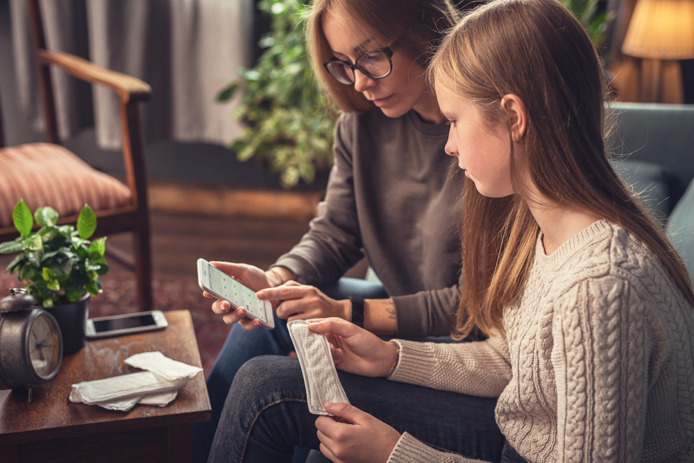 Mother explains to daughter what happens when a girl goes through puberty Mother explains to daughter what happens when a girl goes through puberty