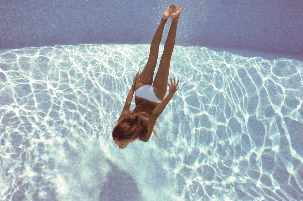 A woman swims during her period A woman swims during her period