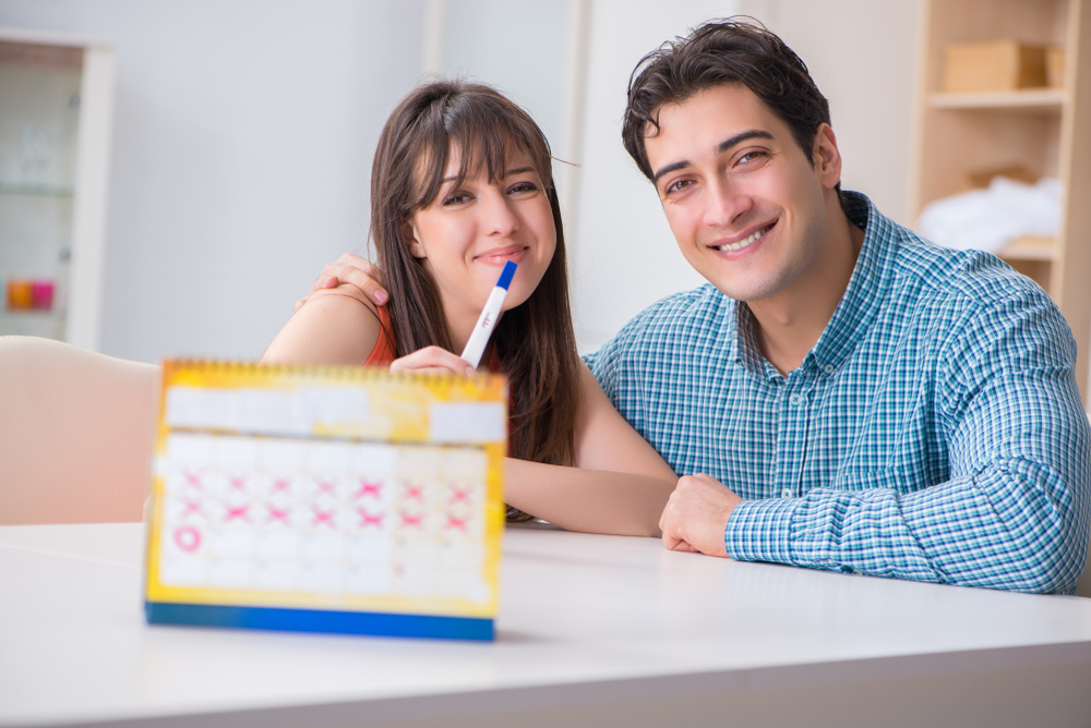 Young family planning pregnancy with ovulation calendar Young family planning pregnancy with ovulation calendar