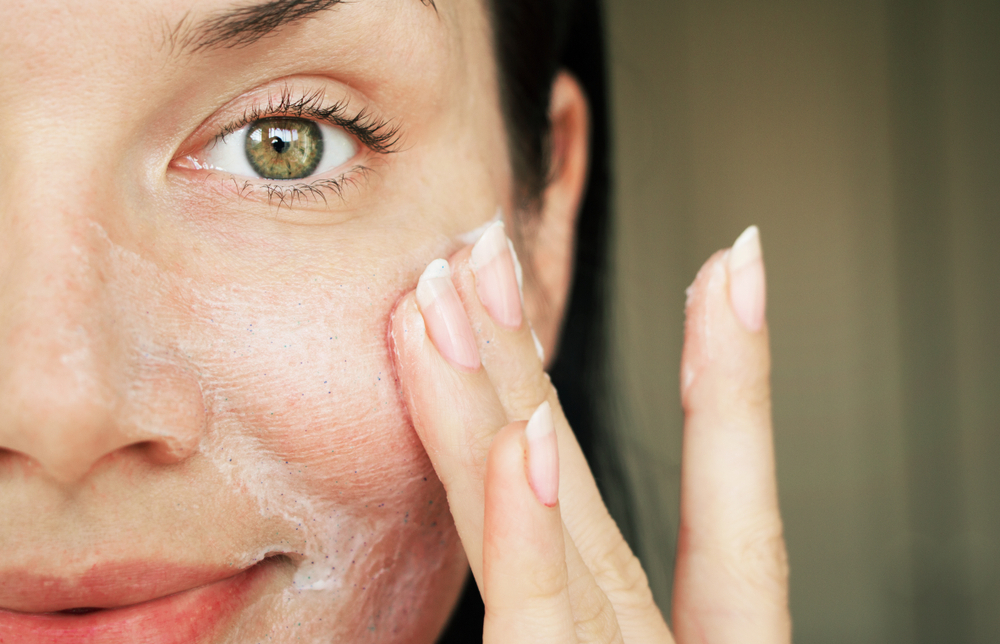 A woman uses glycolic acid peel A woman uses glycolic acid peel