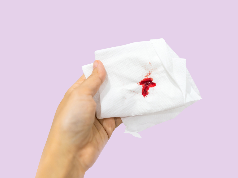 period blood on toilet paper