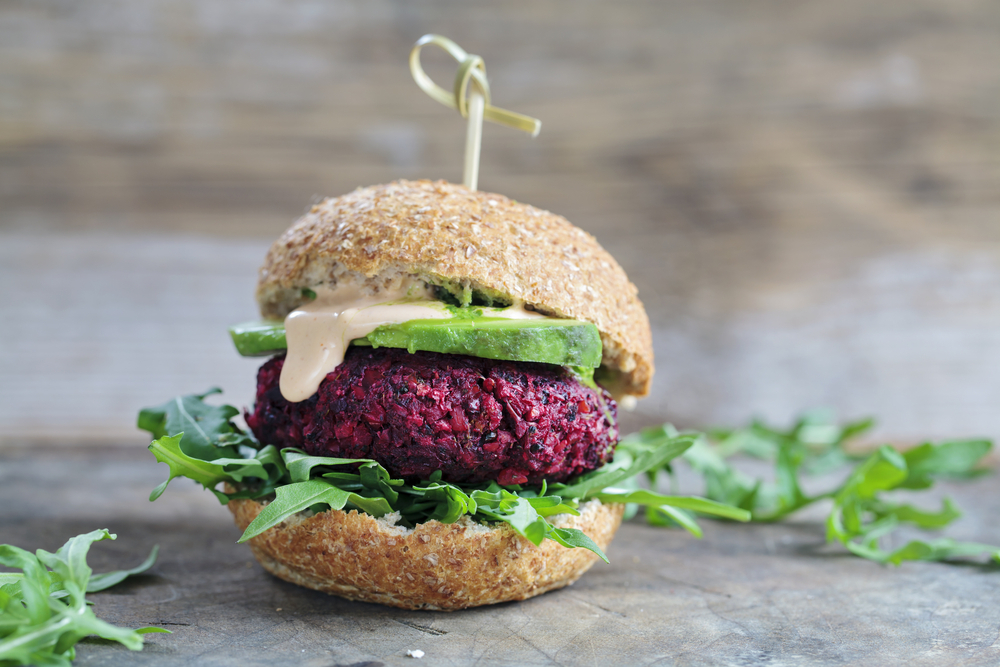 A vegan burger A vegan burger