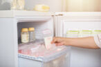 Breast milk frozen in plastic storage bags for baby