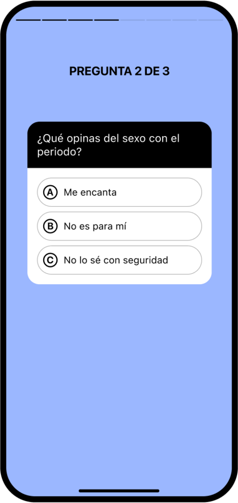 Captura de pantalla de un cuestionario en Flo Parejas