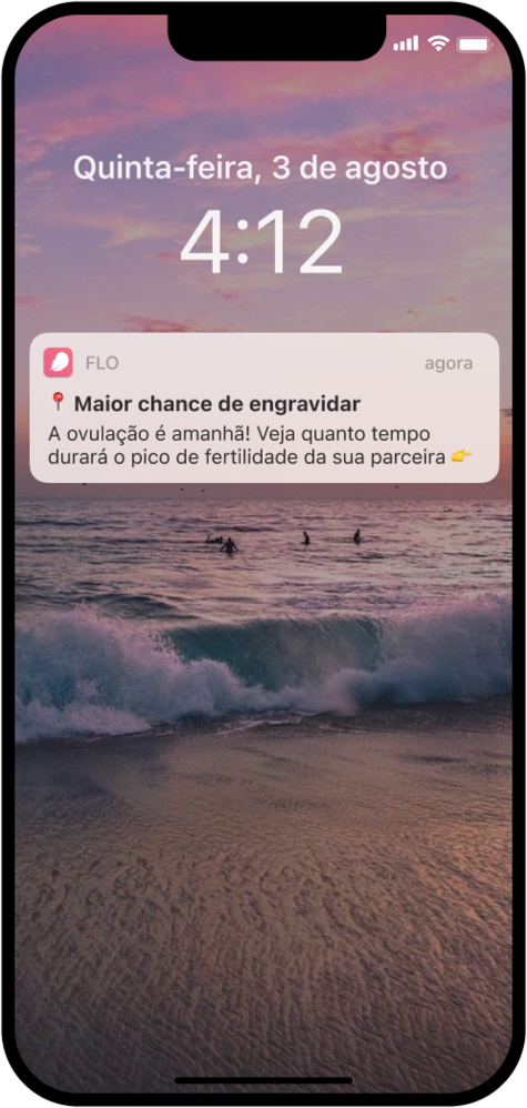 Captura da tela da notificação do modo Flo a Dois do app Flo