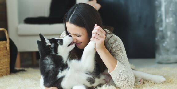 Woman With A Dog Sensing Pregnancy Woman With A Dog Sensing Pregnancy