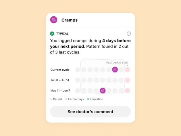 Flo app period cramps screen