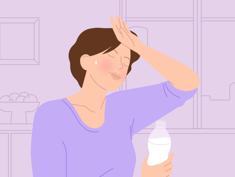 Woman experiencing perimenopause hot flashes
